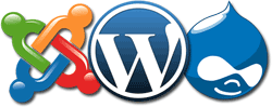 Logo's van Joomla, WordPress en Drupal