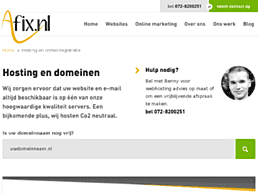 Screenshot van website Afix