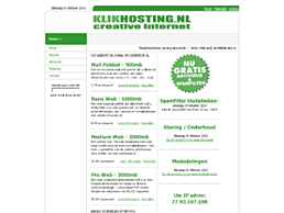 Screenshot van website Klikhosting.nl