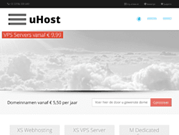 Screenshot van website uHost
