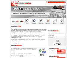 Screenshot van website Zylon Internet Services